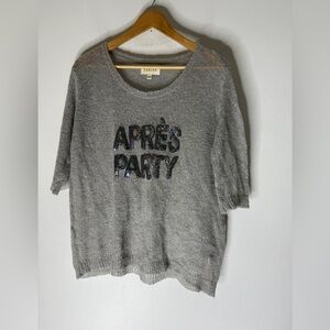 Sabine Mohair Blend Gray‎ Sweater Apres Party Sequine XS